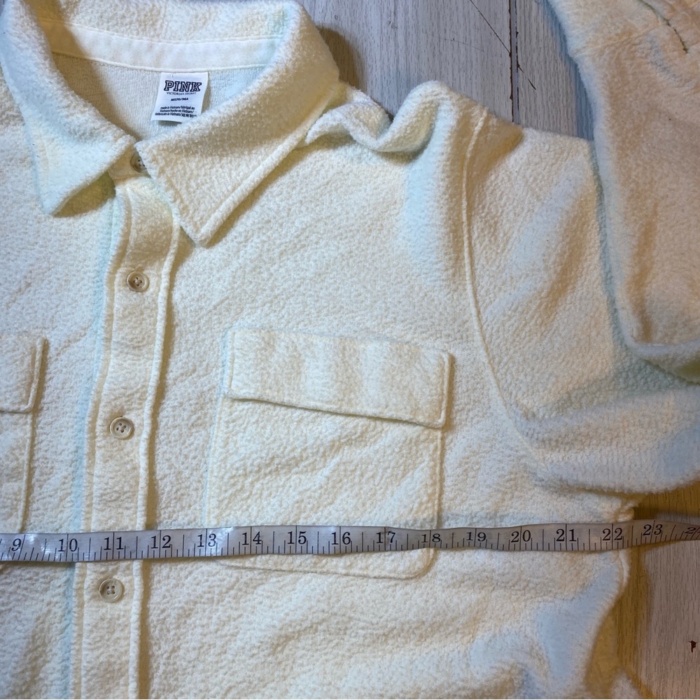 Victoria's Secret PINK Solid White Reverse Fleece Shacket ~ Size M - Picture 4 of 8